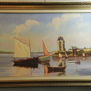 Acrylic on Canvas Painting: Seascape by P. Sykes